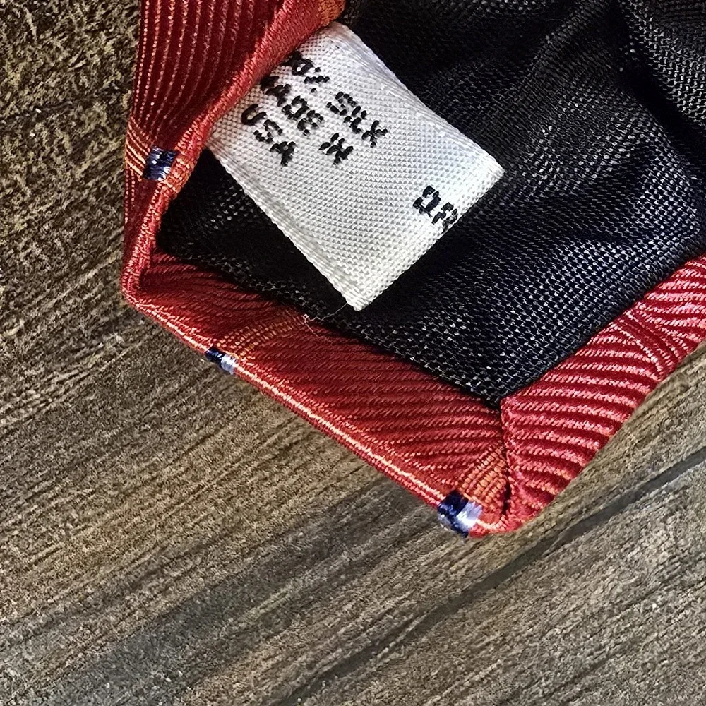 Vintage Barneys‎ New York 100% Silk Red Blue Diamond Tie Made In USA